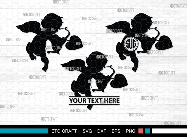 Cupid Monogram, Cupid Silhouette, Cupid SVG, Valentines Cupid Svg, Angel Svg, Love Svg, SB00350 SVG ETC Craft 