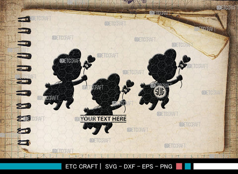 Cupid Monogram, Cupid Silhouette, Cupid SVG, Valentines Cupid Svg, Angel Svg, Love Svg, SB00350 SVG ETC Craft 