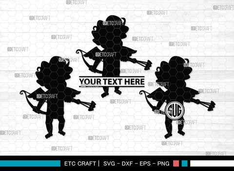 Cupid Monogram, Cupid Silhouette, Cupid SVG, Valentines Cupid Svg, Angel Svg, Love Svg, SB00350 SVG ETC Craft 