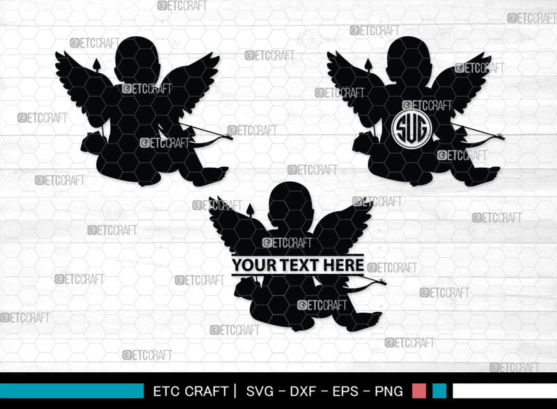 Cupid Monogram, Cupid Silhouette, Cupid SVG, Valentines Cupid Svg, Angel Svg, Love Svg, SB00350 SVG ETC Craft 