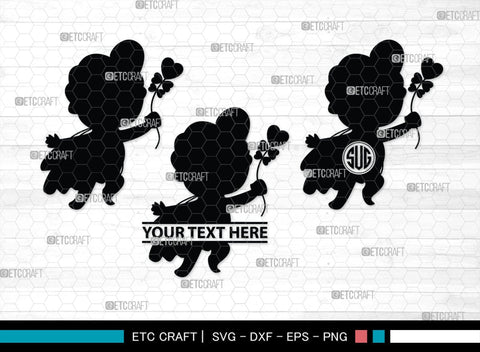 Cupid Monogram, Cupid Silhouette, Cupid SVG, Valentines Cupid Svg, Angel Svg, Love Svg, SB00350 SVG ETC Craft 