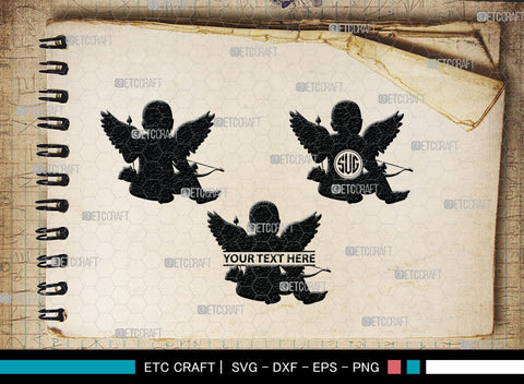 Cupid Monogram, Cupid Silhouette, Cupid SVG, Valentines Cupid Svg, Angel Svg, Love Svg, SB00350 SVG ETC Craft 