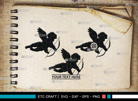 Cupid Monogram, Cupid Silhouette, Cupid SVG, Valentines Cupid Svg, Angel Svg, Love Svg, SB00350 SVG ETC Craft 