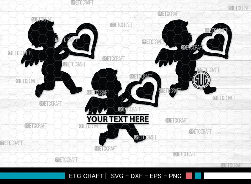 Cupid Monogram, Cupid Silhouette, Cupid SVG, Valentines Cupid Svg, Angel Svg, Love Svg, SB00350 SVG ETC Craft 