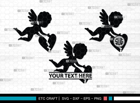 Cupid Monogram, Cupid Silhouette, Cupid SVG, Valentines Cupid Svg, Angel Svg, Love Svg, SB00350 SVG ETC Craft 