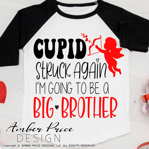 Cupid Struck Again SVG | Big Brother SVG | Valentine's Day Pregnancy Reveal SVG PNG DXF | Winter Maternity shirt SVG SVG Amber Price Design 