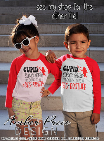 Cupid Struck Again SVG | Big Brother SVG | Valentine's Day Pregnancy Reveal SVG PNG DXF | Winter Maternity shirt SVG SVG Amber Price Design 