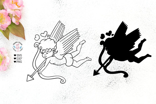 Cupid SVG - Cupid Line Art Form and Cupid Silhouette SVG Graphic House Design 