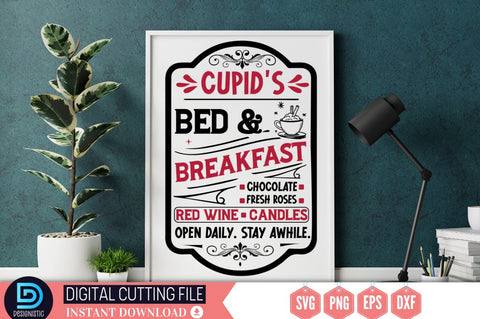 Cupid's bed & breakfast chocolate. fresh roses red wine. candles open daily. stay awhile SVG SVG DESIGNISTIC 