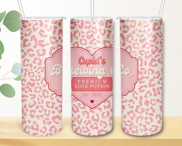 Cupid’s Brewing Co Premium Love Potion Design Png, Pink Leopard Tumbler Wrap, Valentines Cupid Sublimation Png, Valentines Day Gift, Digital Download Sublimation sassyprint 