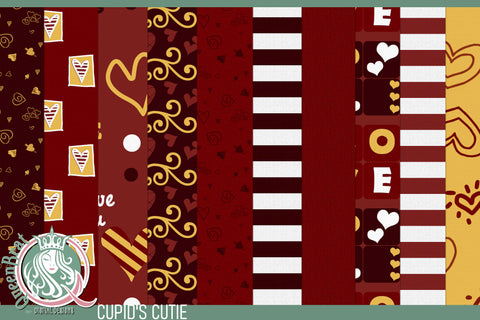 Cupids Cutie Valentine Papers Digital Pattern QueenBrat Digital Designs 