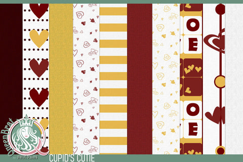 Cupids Cutie Valentine Papers Digital Pattern QueenBrat Digital Designs 