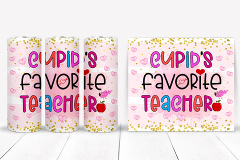 Cupid's Favorite Teacher -Valentines Day Teacher Tumbler Sublimation Sublimation Happy Printables Club 