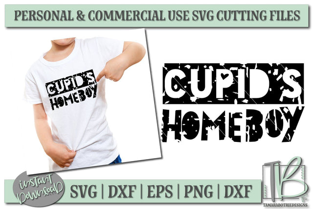 Cupids Homeboy SVG File, Grunge Kid's Valentine's SVG Cut File SVG TB Designs 