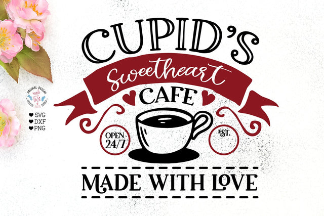 Cupid’s Sweet Heart Cafe Cut File and Sublimation File SVG Graphic House Design 