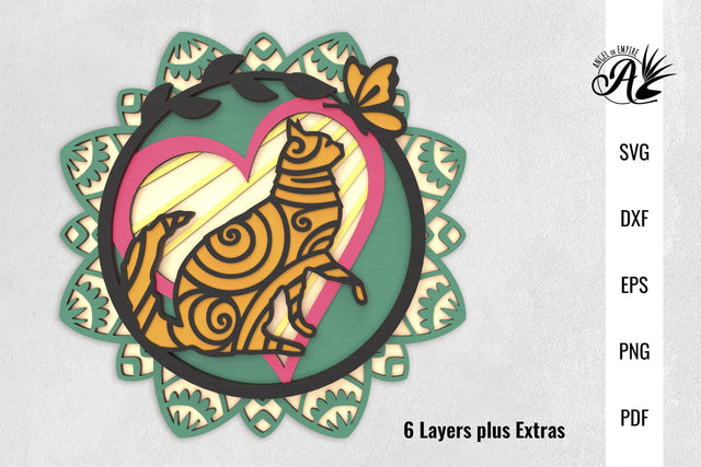 Curious Cat and Butterfly layered SVG cut files SVG Angel on Empire 