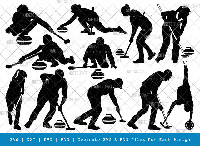 Curling SVG, Curling Silhouette, Curling Sport Svg, Sport Svg, Curling Broom Svg, Winter Sports Svg, Curling Bundle SVG ETC Craft 