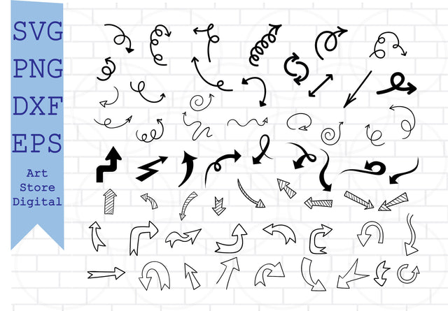 Curly Arrow Svg, Arrows Svg, Line Art Arrows Svg, Arrow SVG, Squiggly Arrows SVG, Arrow Doodles SVG, Hand Drawn Arrows Svg, Arrow Cut Files, Arrows Clipart, Arrows Png, Wavy Arrows Svg SVG Artstoredigital 