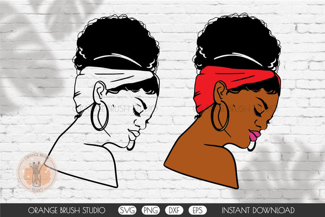 Curly Black Woman SVG Afro Messy Bun SVG OrangeBrushStudio 