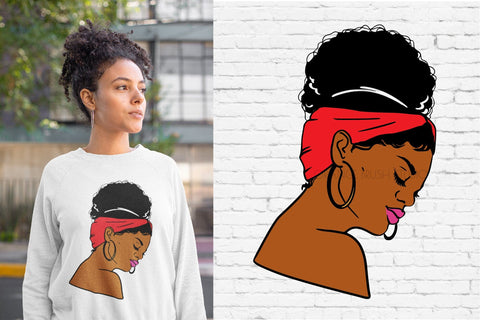 Curly Black Woman SVG Afro Messy Bun SVG OrangeBrushStudio 