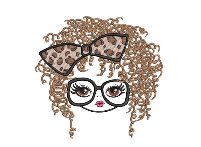 Curly Girl Embroidery Design, 3 sizes, Instant download Embroidery/Applique DESIGNS Nino Nadaraia 
