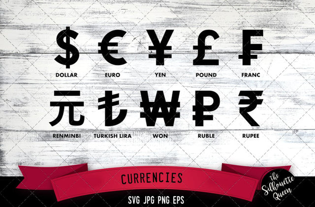 Currencies Icon SVG -Vector Symbol Commercial & Personal Use- Cricut,Silhouette,Cameo,Vinyl Cut SVG Loveleen Kaur 