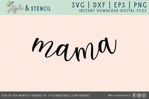 Curved Mama SVG | Collar Mama Print SVG Style and Stencil 