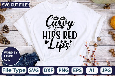 Curvy Hips Red Lips Svg Cut File,SVGs,quotes-and-sayings,food-drink,mini-bundles,print-cut,on-sale, SVG DesignPlante 503 