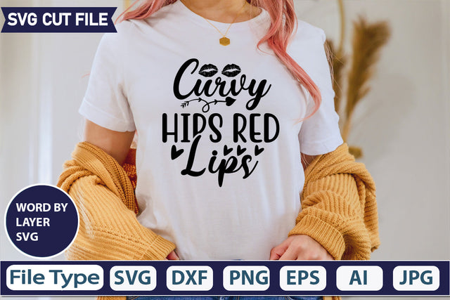 Curvy Hips Red Lips Svg Cut File,SVGs,quotes-and-sayings,food-drink,mini-bundles,print-cut,on-sale, SVG DesignPlante 503 