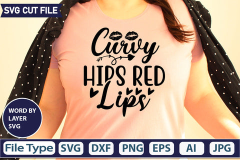 Curvy Hips Red Lips Svg Cut File,SVGs,quotes-and-sayings,food-drink,mini-bundles,print-cut,on-sale, SVG DesignPlante 503 