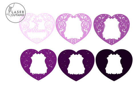 CUSTOM HEART Multilayer Laser Cut Files, Mandala, Round Sign SVG, 3D Designs SVG LaserCutano 