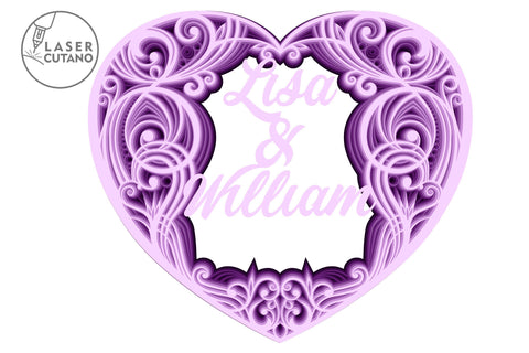 CUSTOM HEART Multilayer Laser Cut Files, Mandala, Round Sign SVG, 3D Designs SVG LaserCutano 