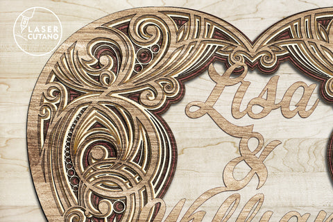 CUSTOM HEART Multilayer Laser Cut Files, Mandala, Round Sign SVG, 3D Designs SVG LaserCutano 