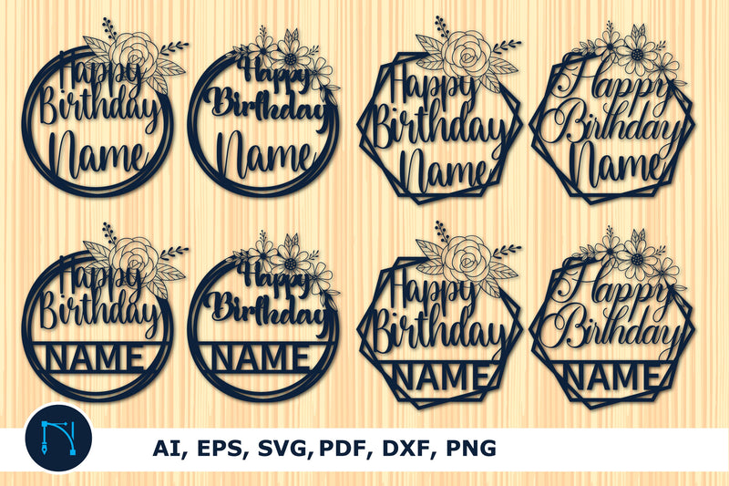 Custom name Birthday cake topper bundle - So Fontsy