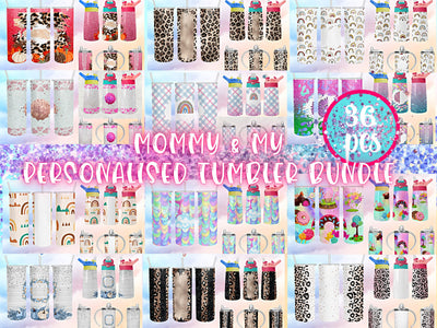 Custom Name Bundle Mommy and me tumbler set Sublimation SVG BambinaCreations 