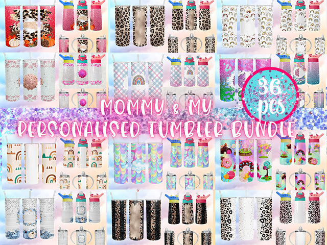 Custom Name Bundle Mommy and me tumbler set Sublimation SVG BambinaCreations 