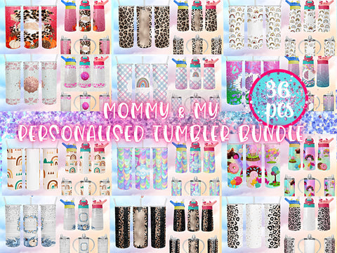 Custom Name Bundle Mommy and me tumbler set Sublimation SVG BambinaCreations 