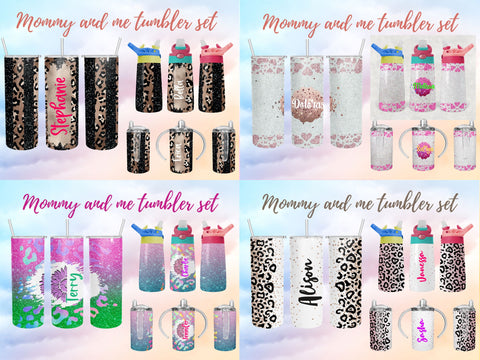 Custom Name Bundle Mommy and me tumbler set Sublimation SVG BambinaCreations 