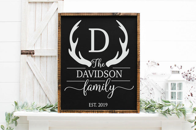 Customizable Antler Monogram Sign SVG Simply Cutz 