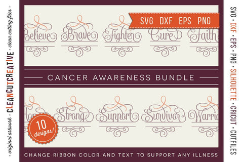Customizable AWARENESS BUNDLE - breast cancer or any disease - split SVG cut file design SVG CleanCutCreative 