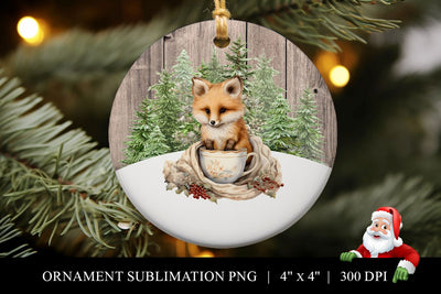Customizable Baby Fox Christmas Ornament Sublimation Sublimation BijouBay 