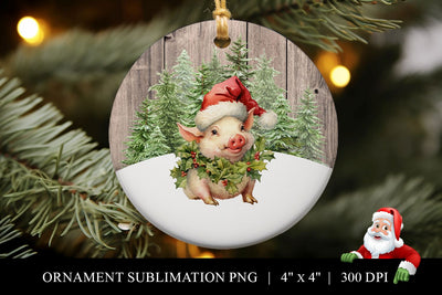 Customizable Baby Pig Christmas Ornament Sublimation PNG Sublimation BijouBay 