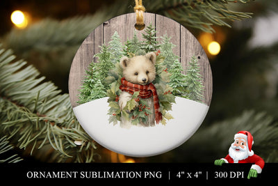 Customizable Cute Bear Christmas Ornament Sublimation Sublimation BijouBay 