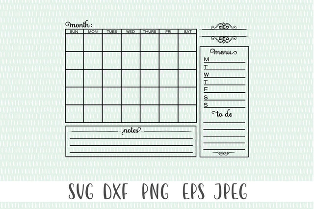 Customizable Family Calendar SVG Simply Cutz 