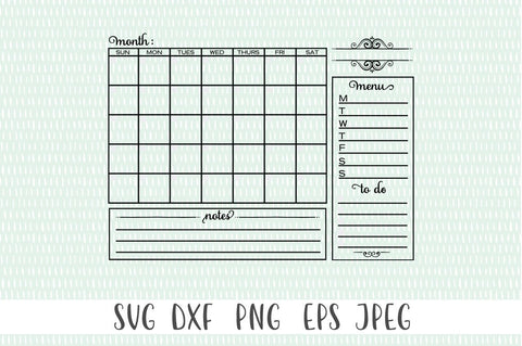 Customizable Family Calendar SVG Simply Cutz 