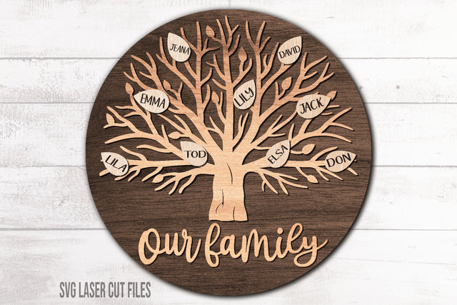 Customizable Family Tree SVG | Family Tree Decor | Family Tree Glowforge Laser Cut Files SVG Cloud9Design 