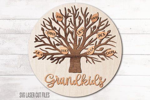Customizable Family Tree SVG | Family Tree Decor | Family Tree Glowforge Laser Cut Files SVG Cloud9Design 