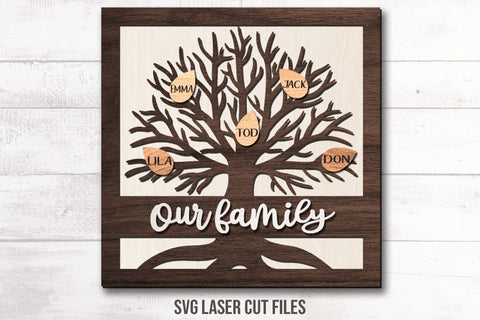 Customizable Family Tree SVG | Family Tree Decor | Laser Cut Files SVG Cloud9Design 