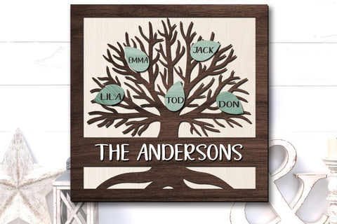 Customizable Family Tree SVG | Family Tree Decor | Laser Cut Files SVG Cloud9Design 