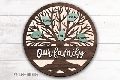 Customizable Family Tree SVG | Family Tree Monogram | Laser Cut Files SVG Cloud9Design 